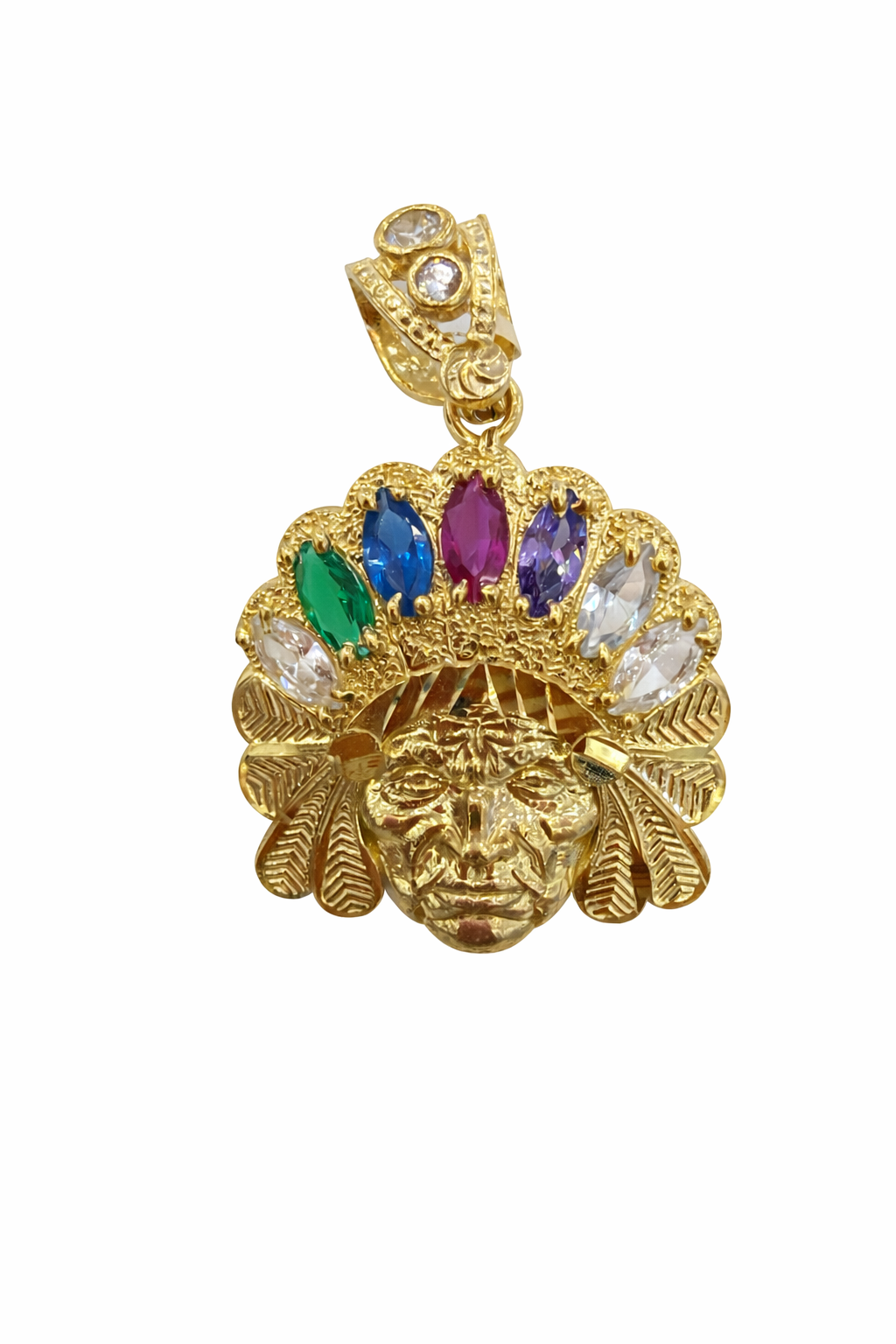 10K COLORS CZ MEDIUM APACHE INDIAN PENDANT – JY Jewelry Wholesale