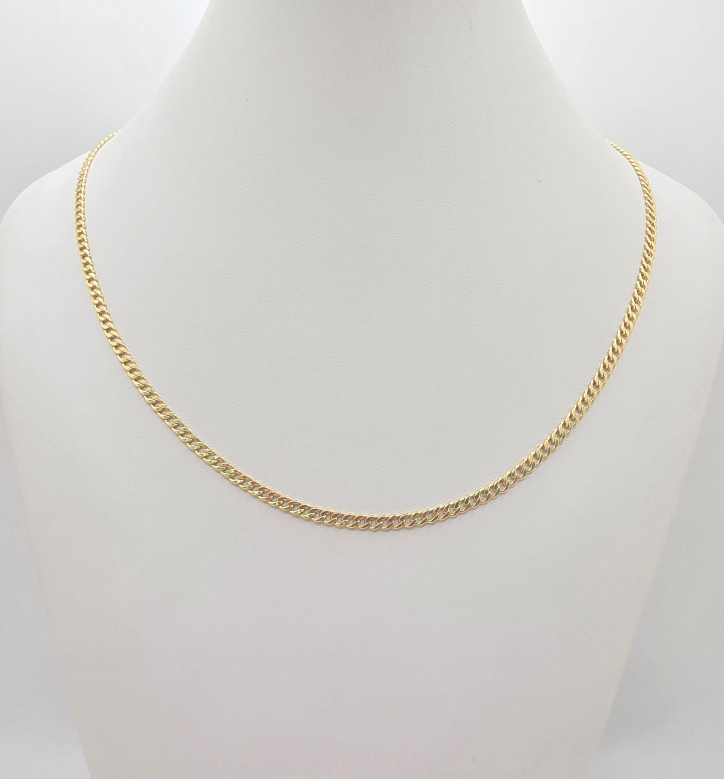 10K HOLLOW CUBAN CURB FLAT CHAIN – 20" 2.5MM – JY Jewelry Wholesale