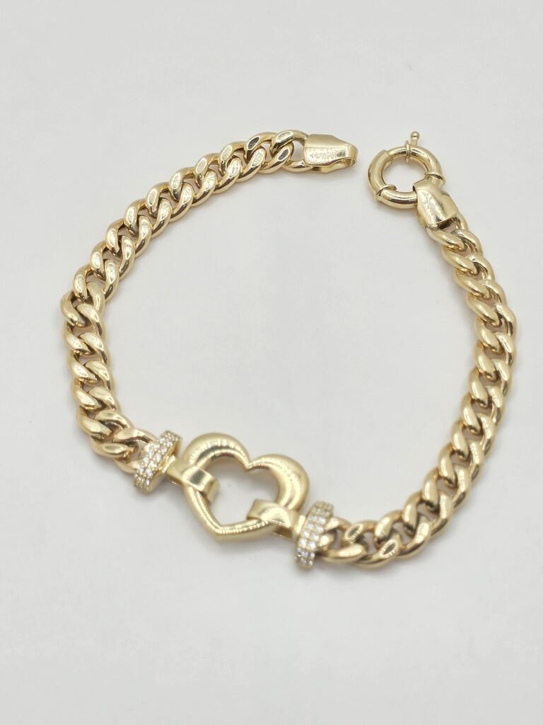 10K HEART SILHOUETTE CUBAN LINK BRACELET SSize 7.5" 6.5MM – JY Jewelry Wholesale