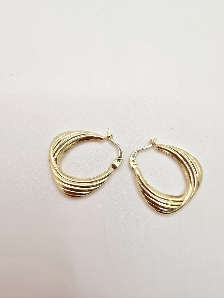 14K GEOMETRIC RIBBED HOOPS EARRINGS – JY Jewelry Wholesale