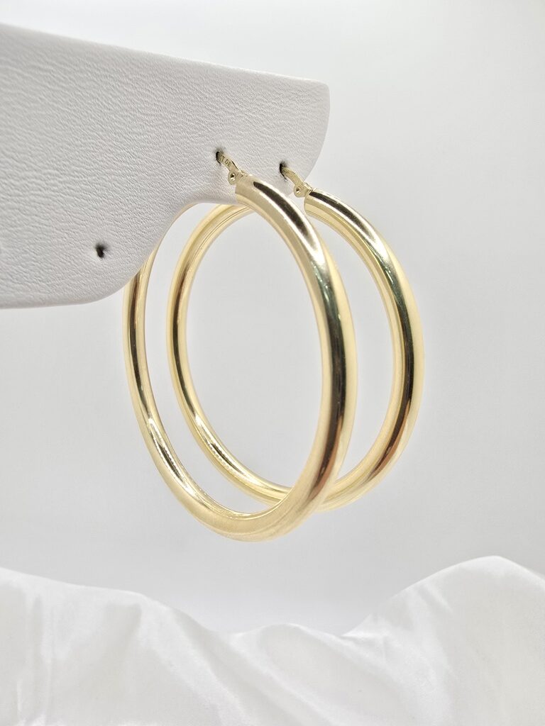 14K PLAIN HOOPS EARRINGS – 6 4MM – JY Jewelry Wholesale