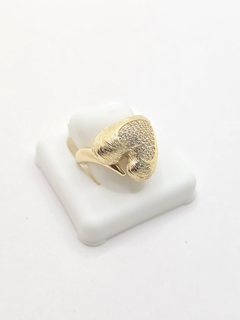 14K MODERN ASYMMETRIC HEART RING WITH ZIRCONIA – 8 – JY Jewelry Wholesale