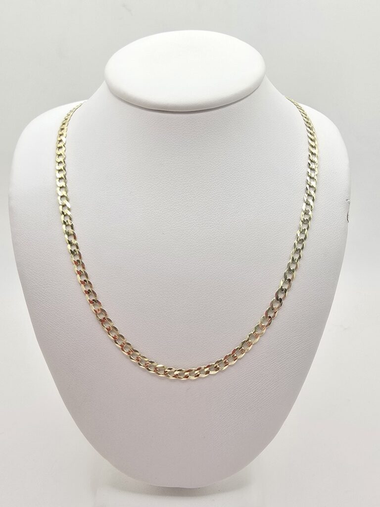 10K CUBAN CURB FLAT CHAIN – 20" 4MM – JY Jewelry Wholesale