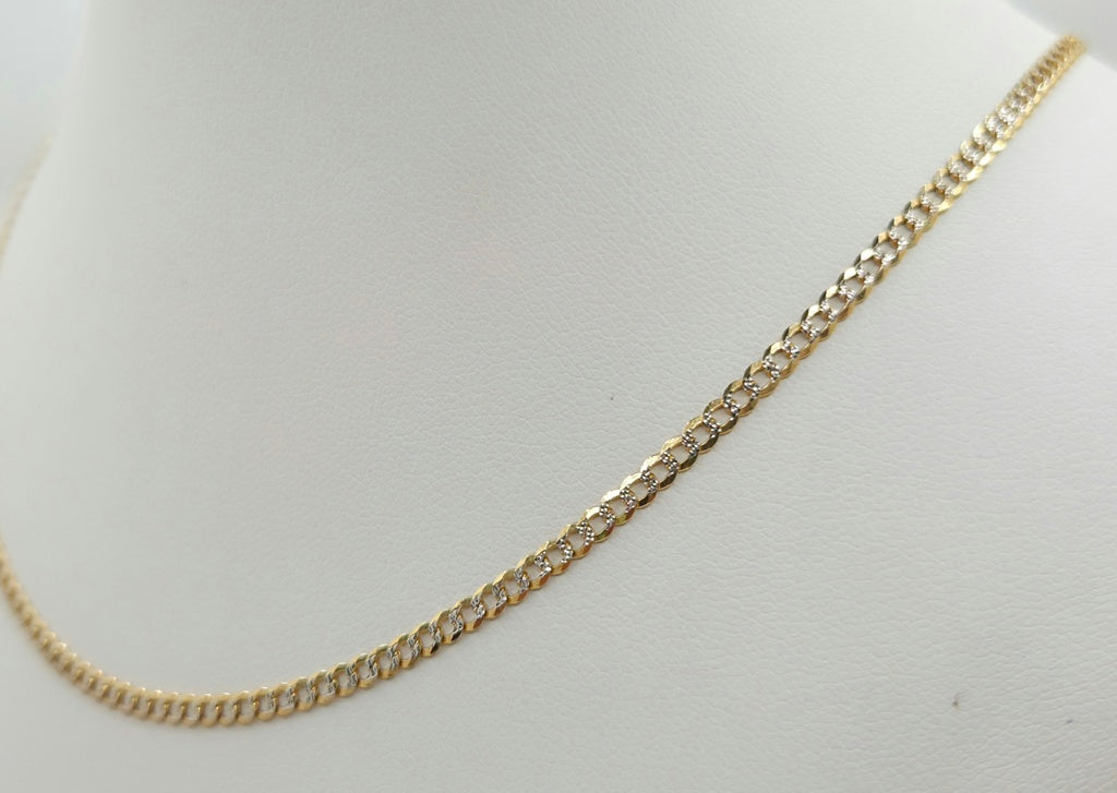 10K TWO TONE CUBAN CURB FLAT CHAIN – 22" 4MM – JY Jewelry Wholesale