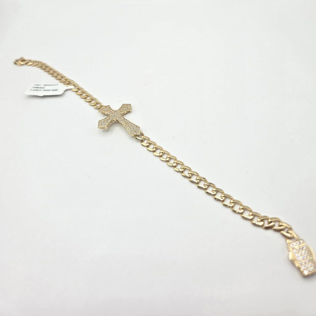 10K CZ ROMAN CROSS MONACO STYLE BRACELET – 7.5" 5MM – JY Jewelry Wholesale