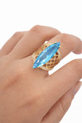 10K NET BACKGRAIND SKY BLUE ALMOND STONE RING – 6.5 – JY Jewelry Wholesale