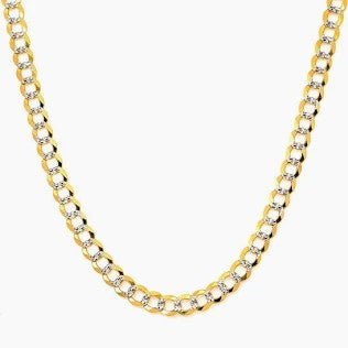 14K TWOTONE CUBAN CURB FLAT CHAIN – 22" – JY Jewelry Wholesale