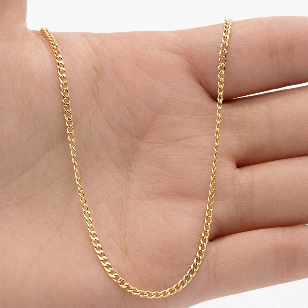 10K HOLLOW CUBAN CURB FLAT CHAIN – 20" 2MM – JY Jewelry Wholesale