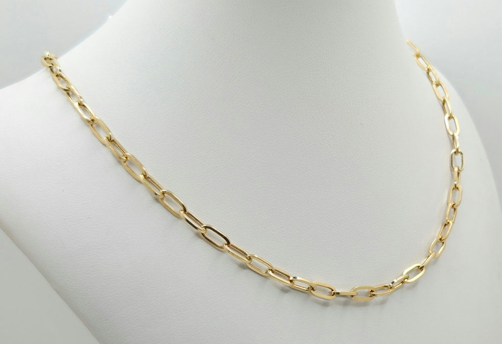 14K PAPER CLIP CHAIN – 18" 4MM – JY Jewelry Wholesale