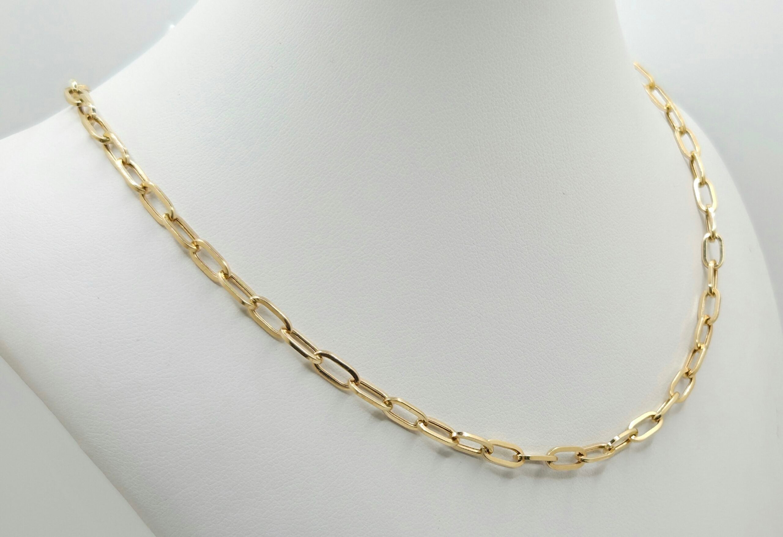 14K PAPER CLIP CHAIN – 18" 4MM – JY Jewelry Wholesale