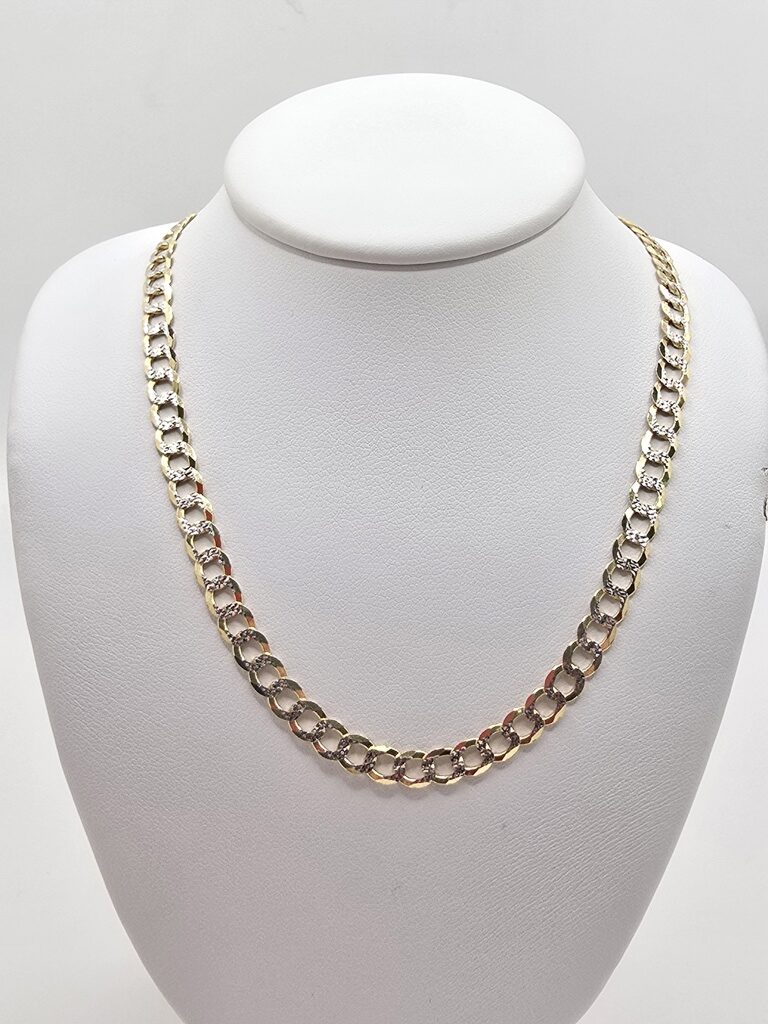 10K TWO TONE CUBAN CURB FLAT – 18" 4.5MM – JY Jewelry Wholesale