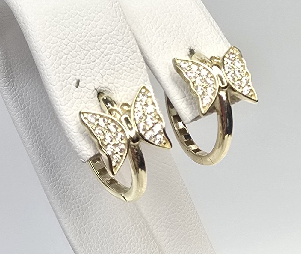 10K CZ BUTTERFLY HOOPS EARRINGS – SMALL – JY Jewelry Wholesale