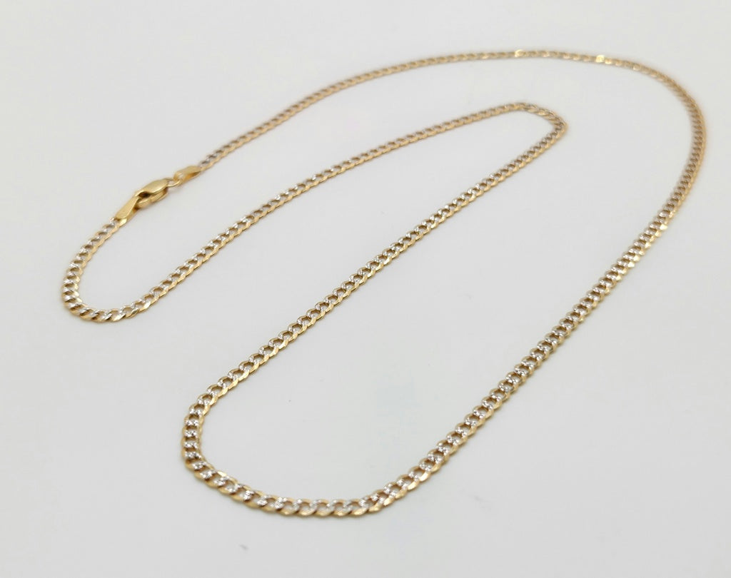 10K TWO TONE CUBAN CURB FLAT – 20" 4MM – JY Jewelry Wholesale