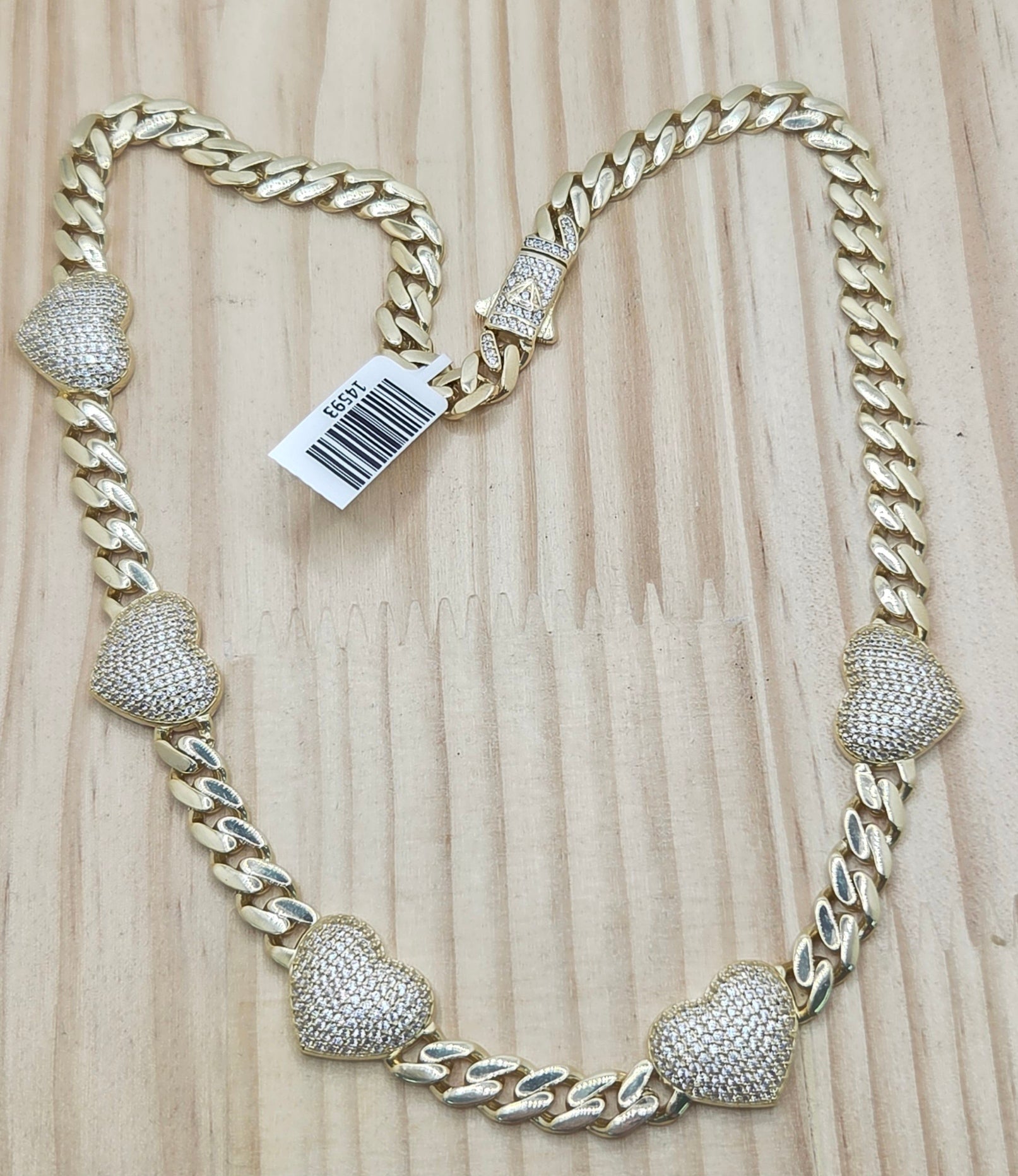 14K CZ HEARTS MONACO STYLE NECKLACE – 18" 7MM – JY Jewelry Wholesale