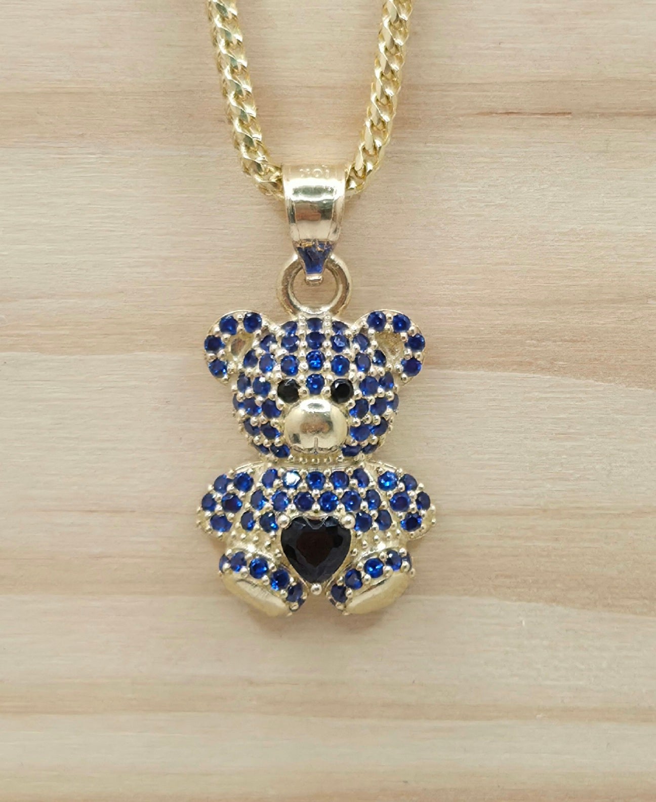 10K BLUE CZ MEDIUM BEAR PENDANT – JY Jewelry Wholesale