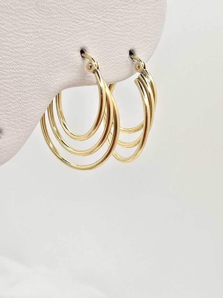 14K DELICATE THREE IN ONE HOOPS EARRINGS – JY Jewelry Wholesale