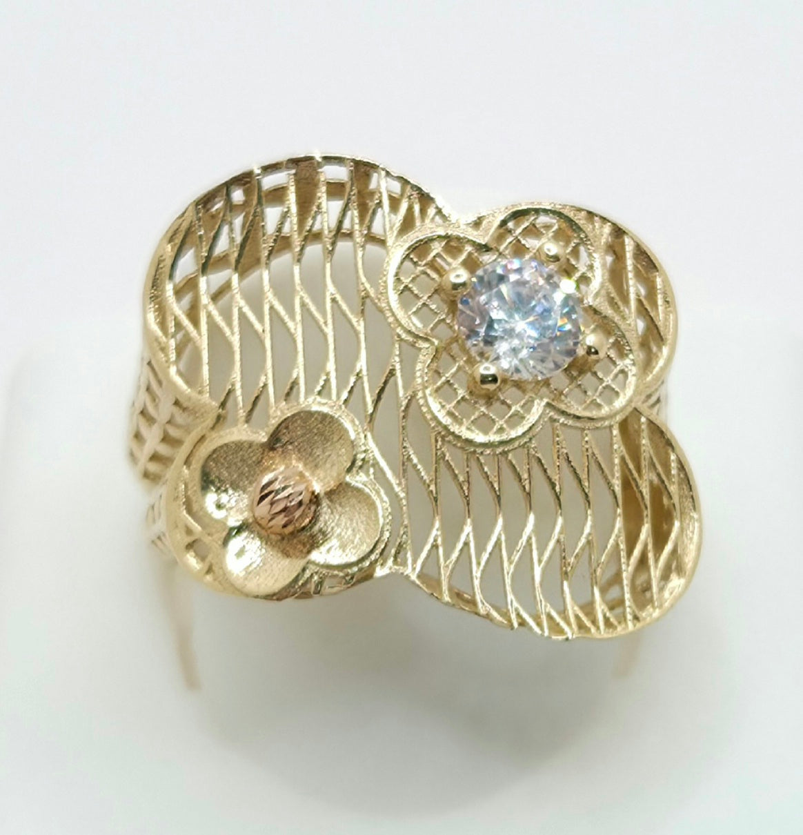 14K MODERN NET SYLE RING – 7.5 – JY Jewelry Wholesale