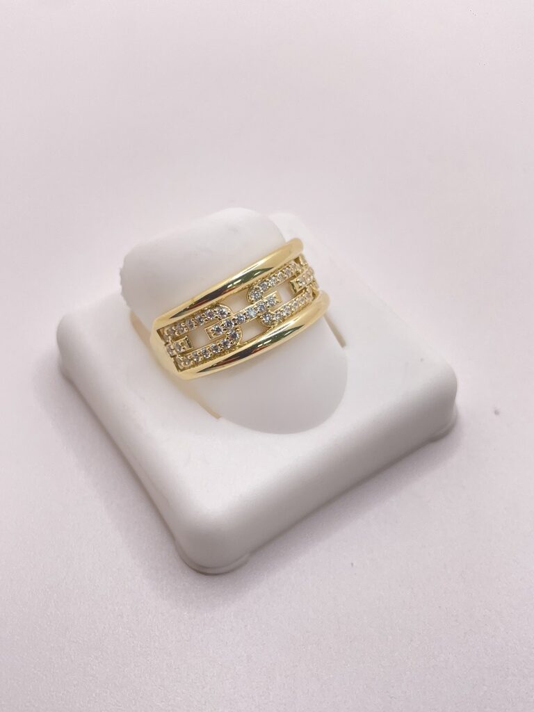 10K CLASSIC CHAIN ??STYLE RING WITH ZIRCONIA IN THE CENTER – 8 – JY Jewelry Wholesale