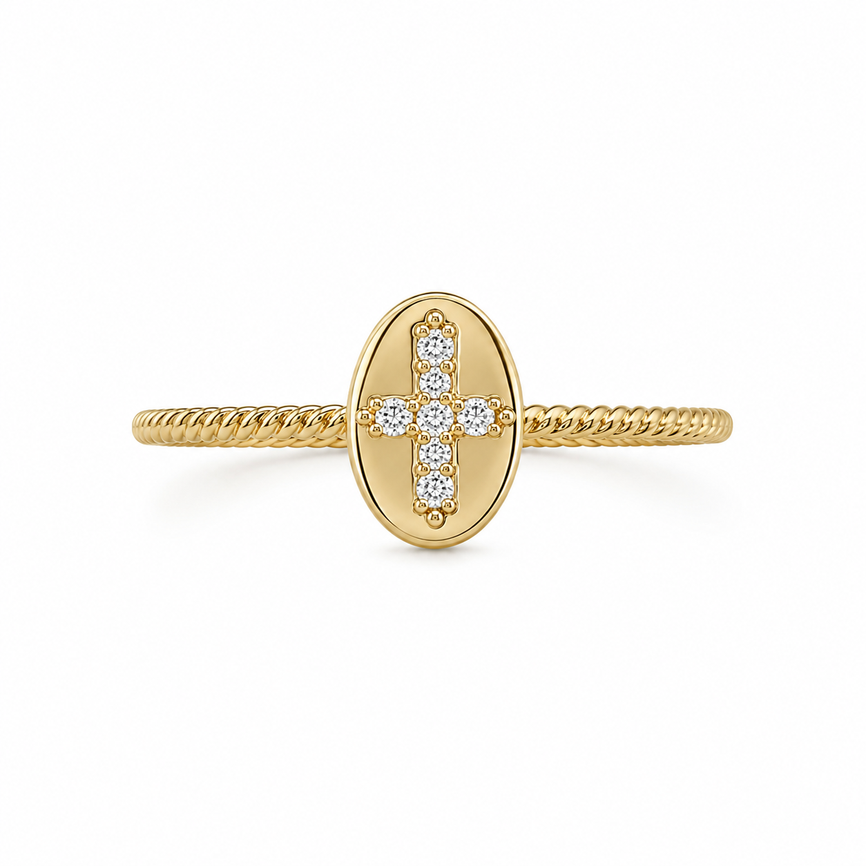 14K SIMPLE AND DELICATE RING WITH A CROSS CZ DETAIL – 7 – JY Jewelry Wholesale