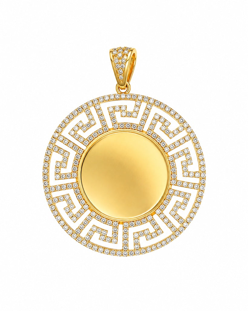 10K CZ GREEK DESIGN MEMORIAL PENDANT – 50mm USABLE AREA 28MM – JY Jewelry Wholesale