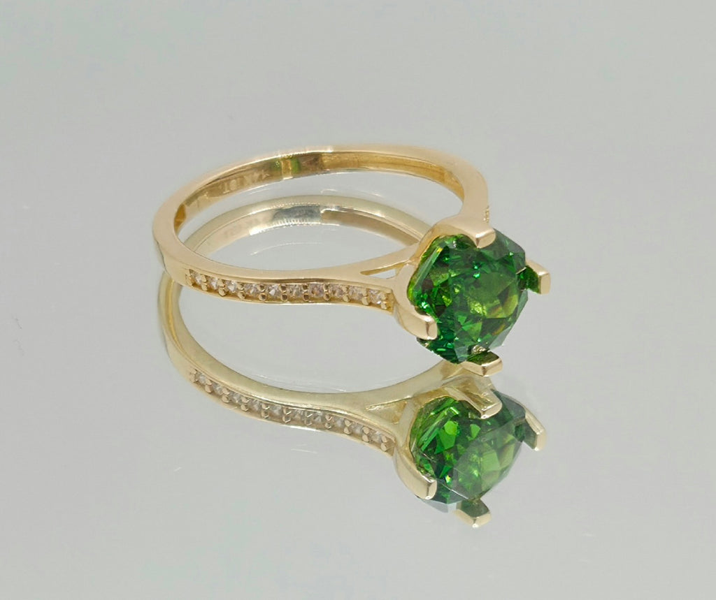 14K DELICATE GREEN STONE PROMISE RING – 8 – JY Jewelry Wholesale