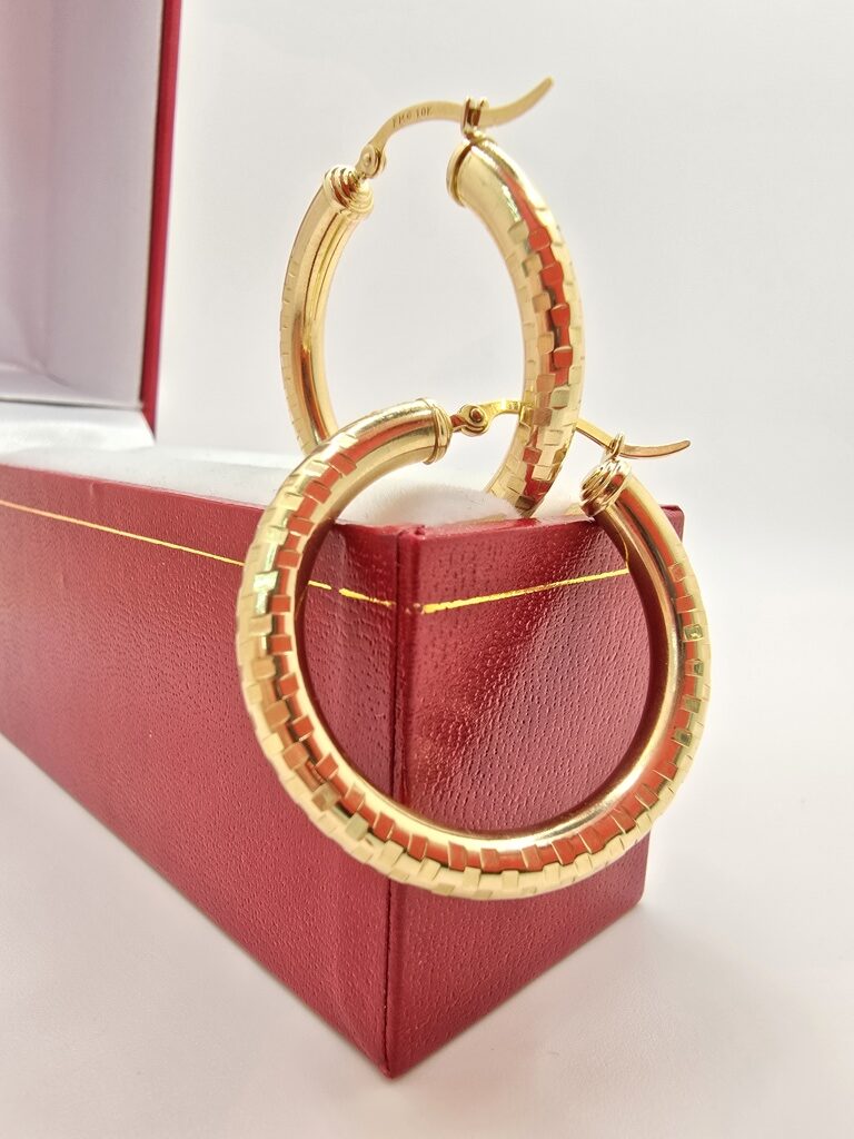 10K SQUARE CUT HOOPS EARRINGS – 4 4MM – JY Jewelry Wholesale
