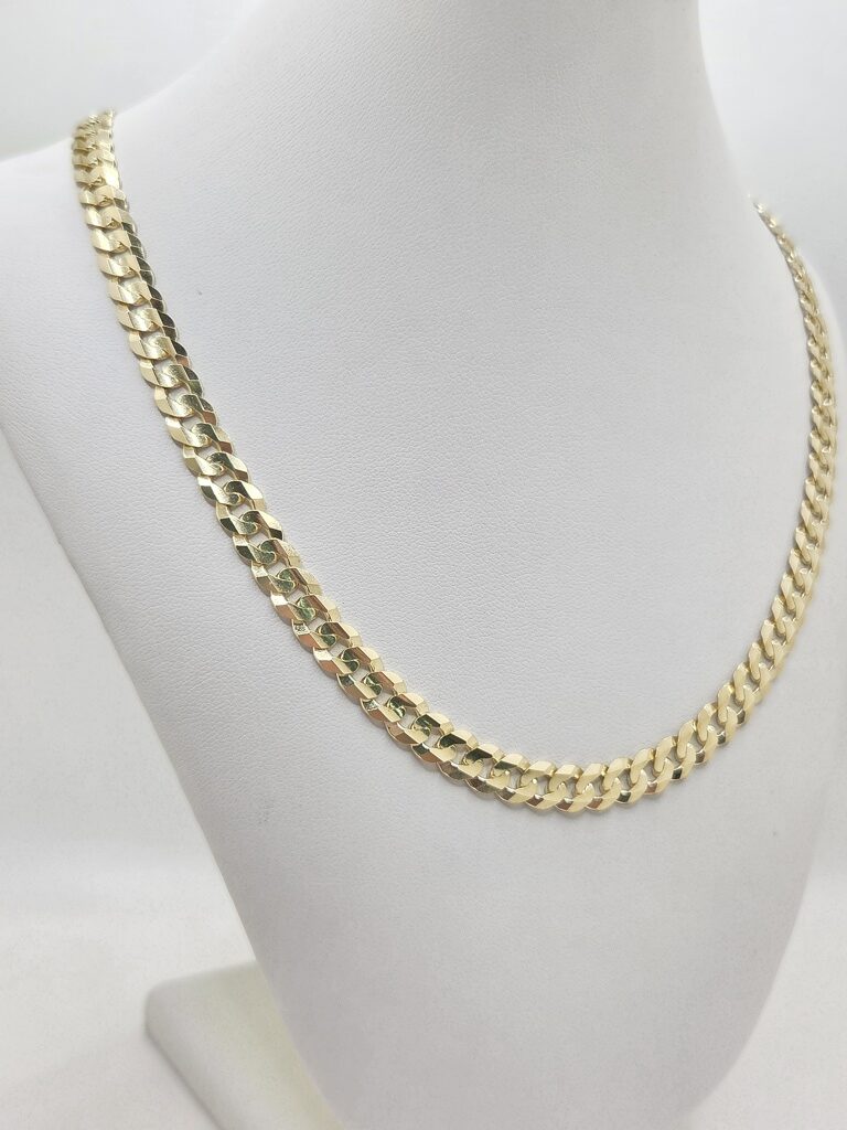14K SOLID CUBAN CURB FLAT CHAIN CLOSE LINK – 22" 6.9MM – JY Jewelry Wholesale