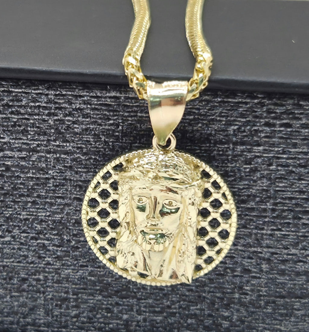 10K MEDIUM ROUND NET BACKGROUND JESUS FACE – JY Jewelry Wholesale