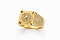 14K SQUARE COMPASS ROSE MAN'S RING – 12 – JY Jewelry Wholesale