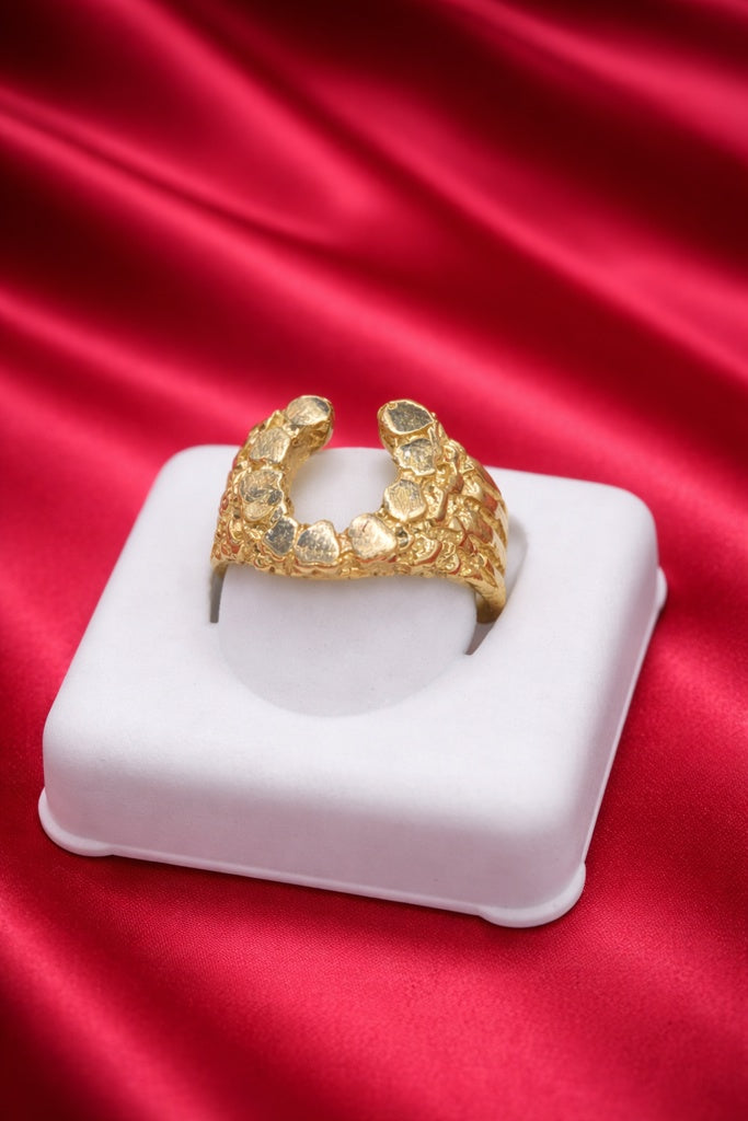 10K SOLID NUGGETS HORSESHOE RING – 7 – JY Jewelry Wholesale