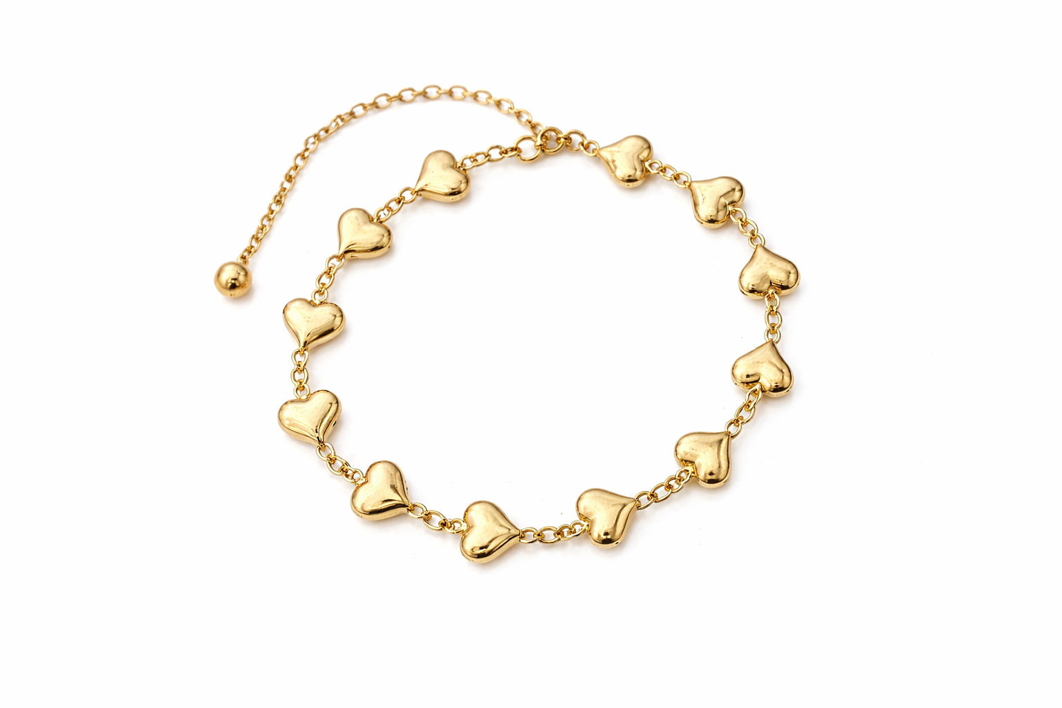 10K HEART BRACELET – 8" – JY Jewelry Wholesale