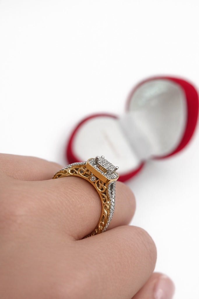 10K SQUARE PRINCESS STYLE DIAMOND ELEGANT RING – 7 – JY Jewelry Wholesale