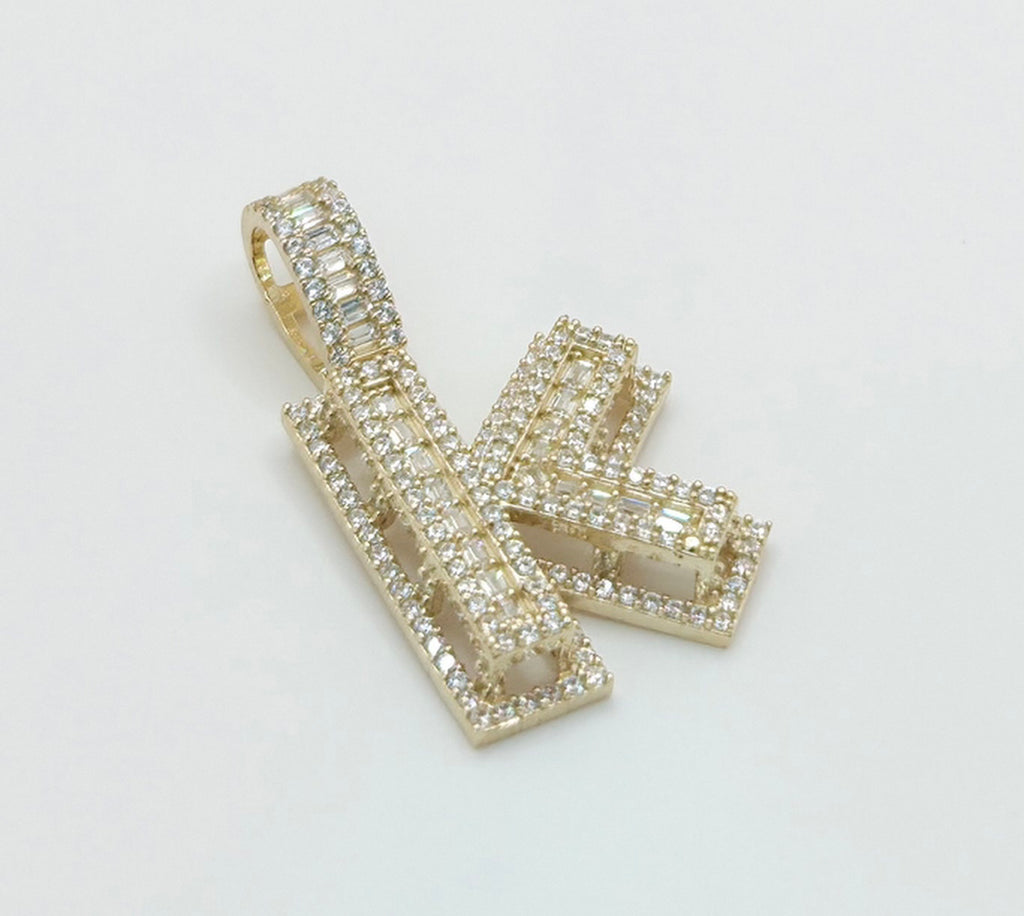 10K MEDIUM CZ "K" LETTER PENDANT – JY Jewelry Wholesale