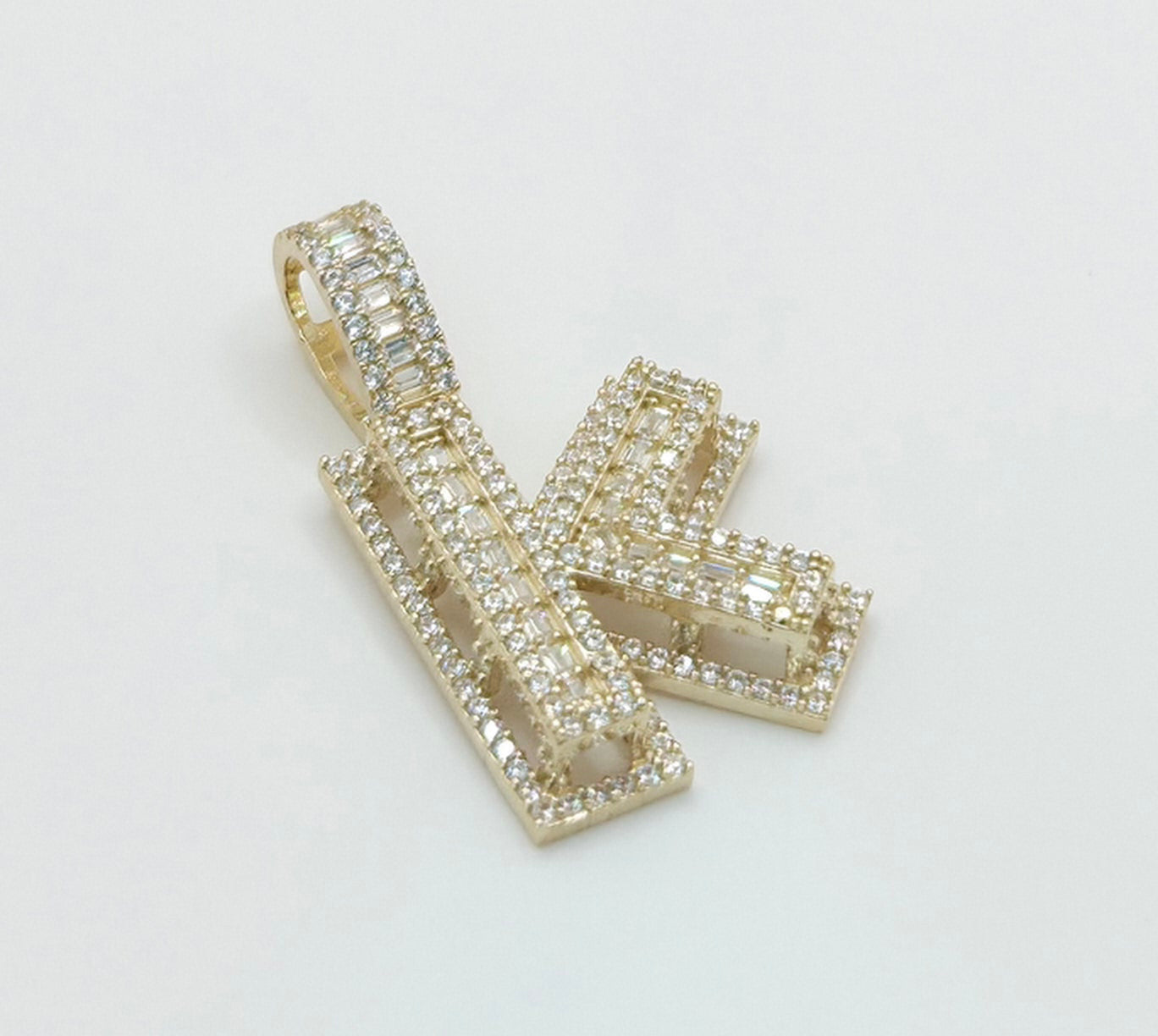10K MEDIUM CZ "K" LETTER PENDANT – JY Jewelry Wholesale