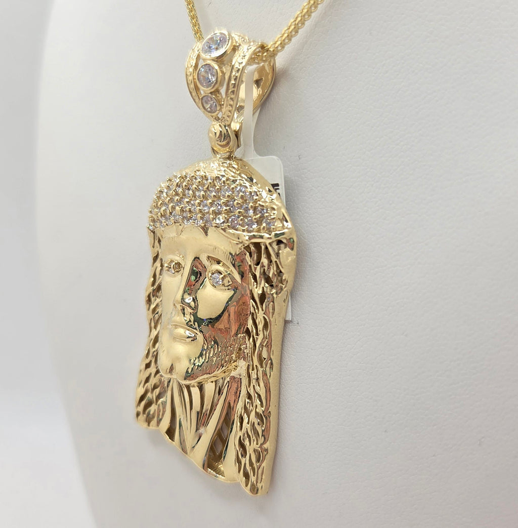 10K JESUS FACE PENDANT CZ – SMALL – JY Jewelry Wholesale