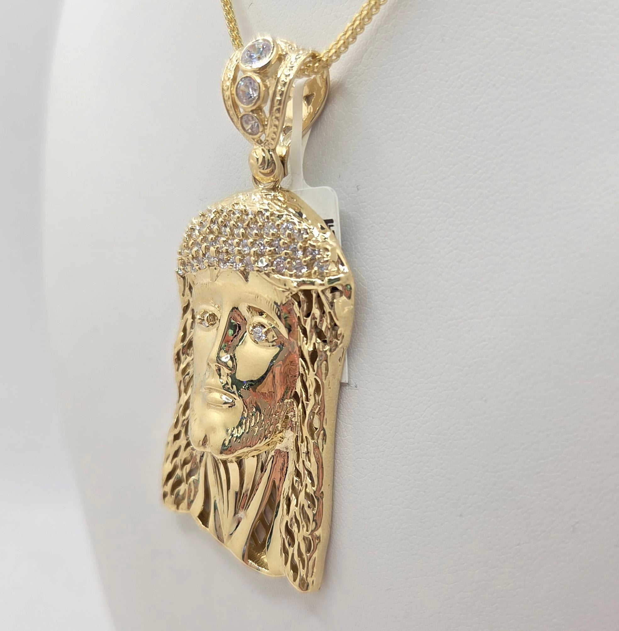 10K JESUS FACE PENDANT CZ – SMALL – JY Jewelry Wholesale