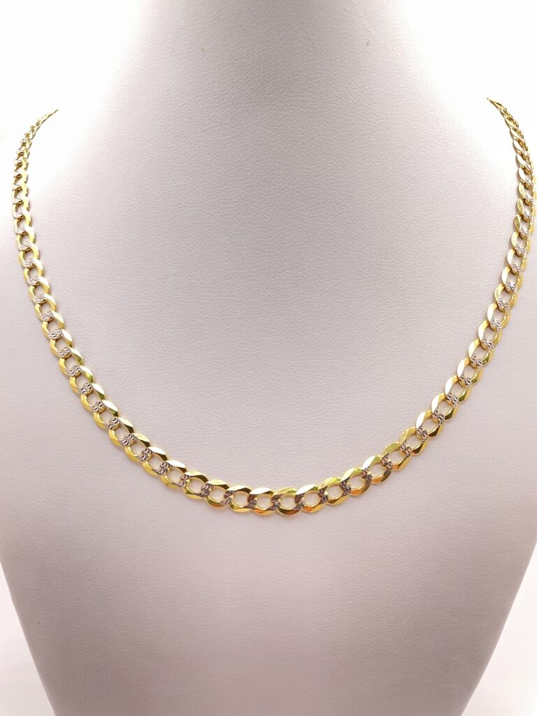 10K TWO TONE CUBAN CURB FLAT CHAIN 22" 5MM – JY Jewelry Wholesale
