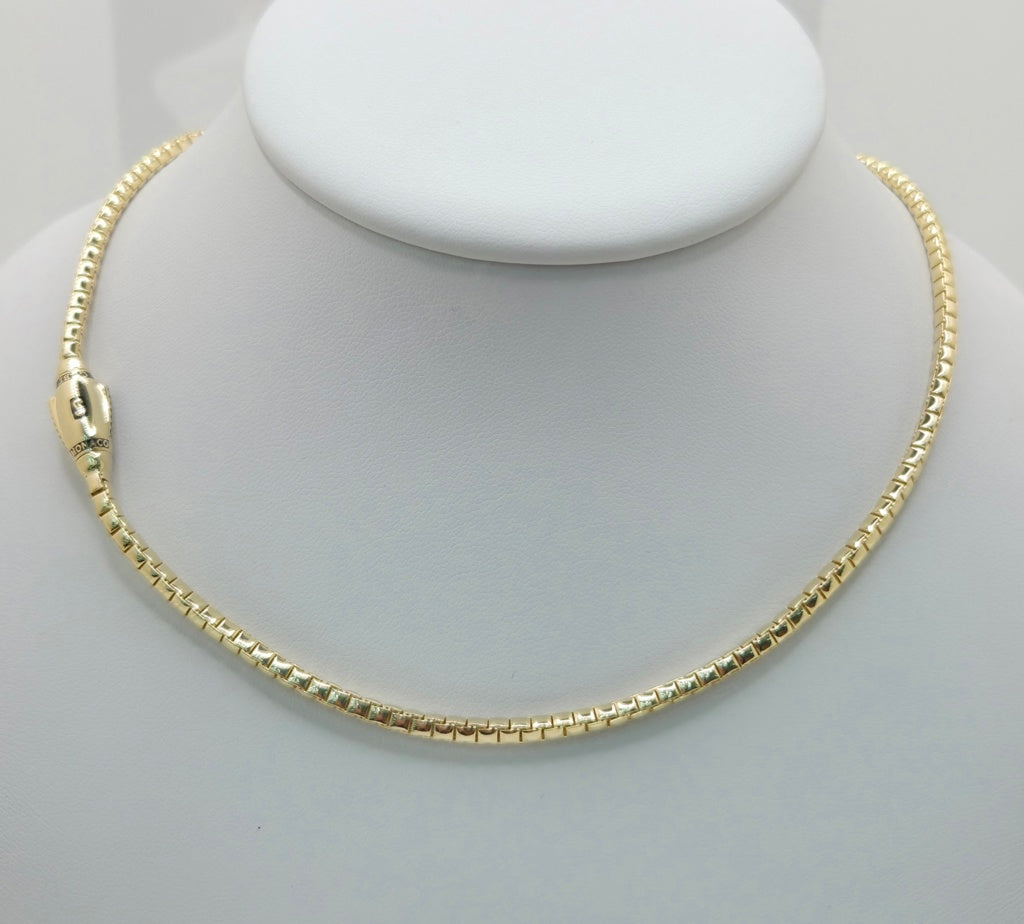 10K CERTIFIED MONACO BOX CHAIN – 4MM 18" – JY Jewelry Wholesale