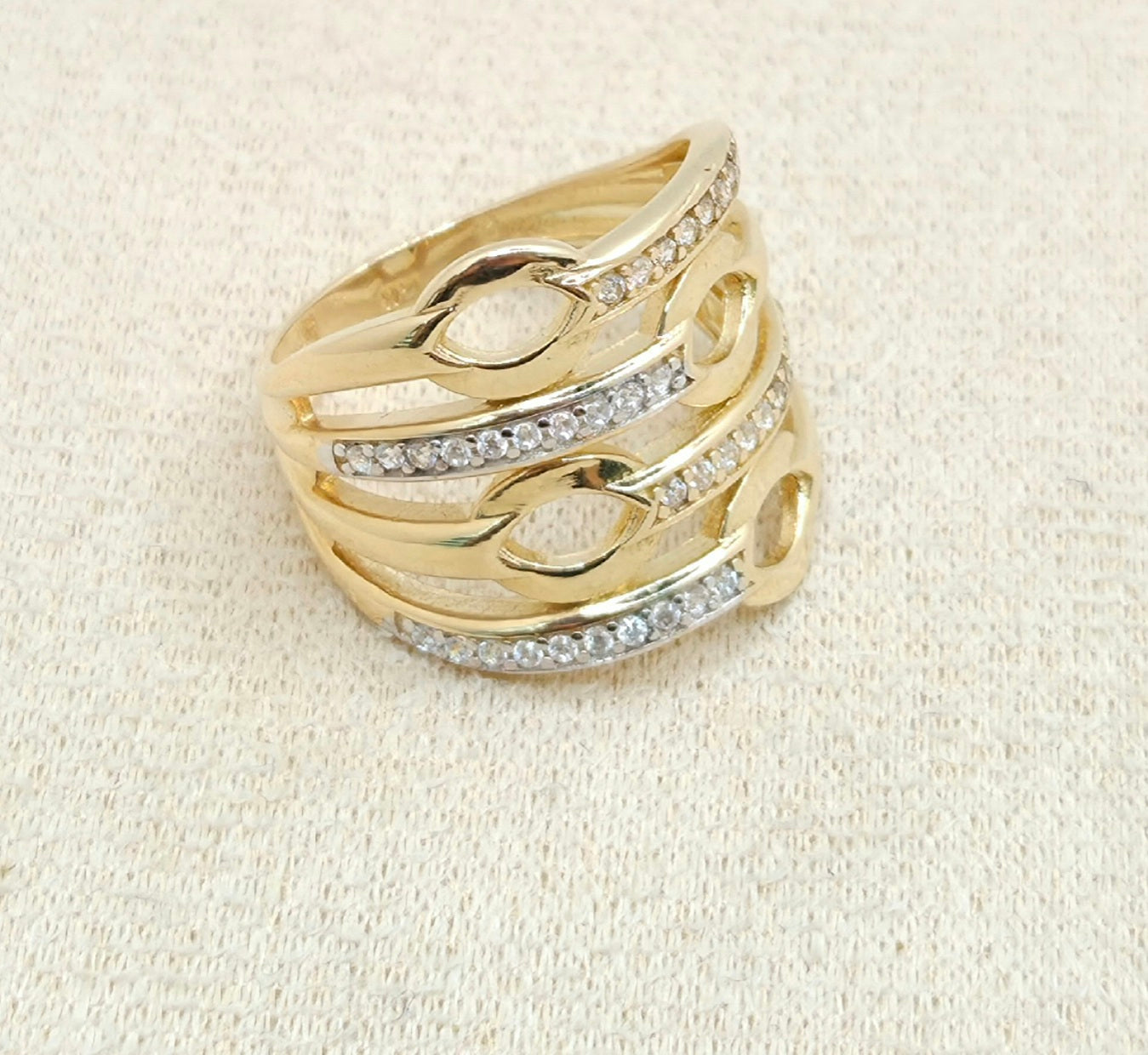 14K ELEGANT CZ CHAIN RING – 7 – JY Jewelry Wholesale