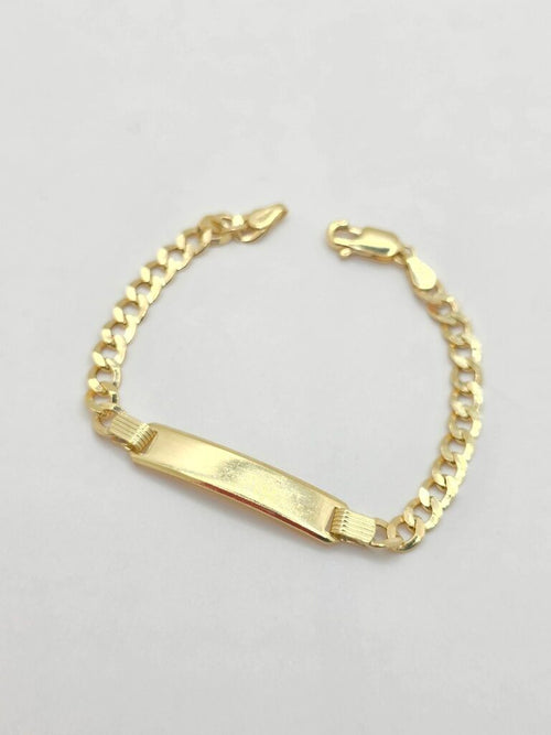 10K BABY ID CUBAN CURB FLAT BRACELET – 6" 4.5MM – JY Jewelry Wholesale