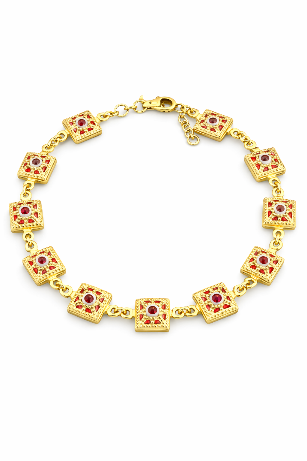 14K SQUARE SHAPE RED EYE BRACELET – 7.5-8" – JY Jewelry Wholesale