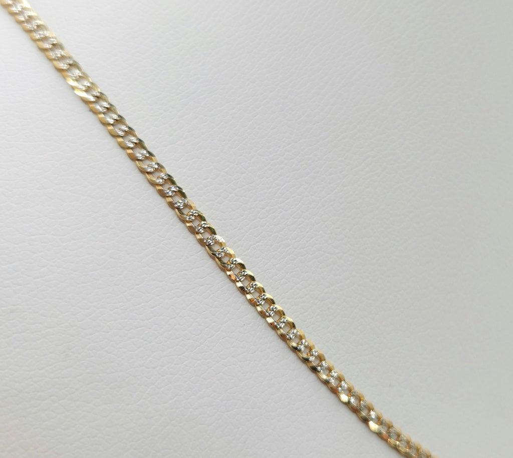 10K TWO TONE CUBAN CURB FLAT CHAIN 20" 2MM – JY Jewelry Wholesale