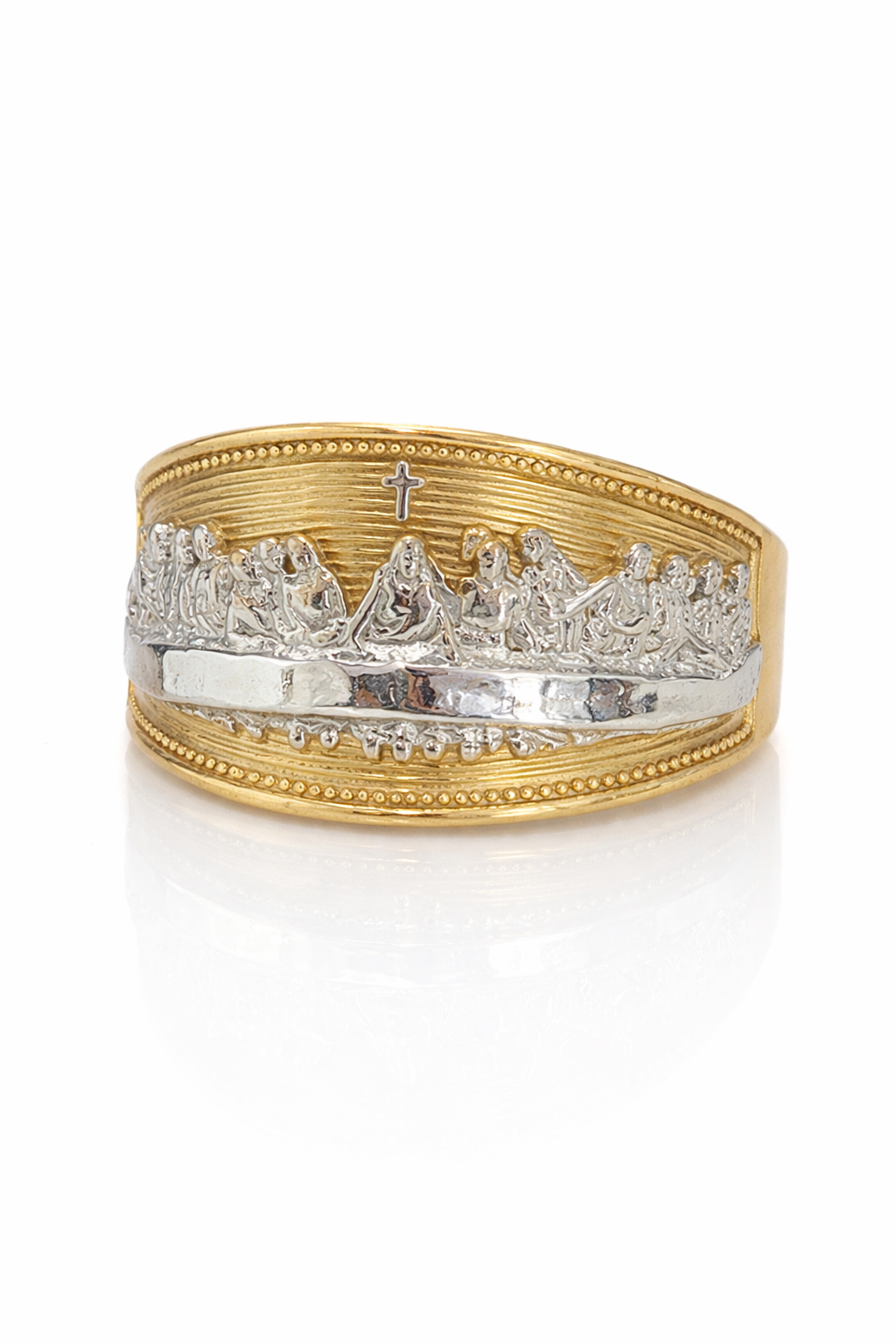 10K LAST SUPPER RING WITH DETAILS IN TWO TONES – 11 – JY Jewelry Wholesale