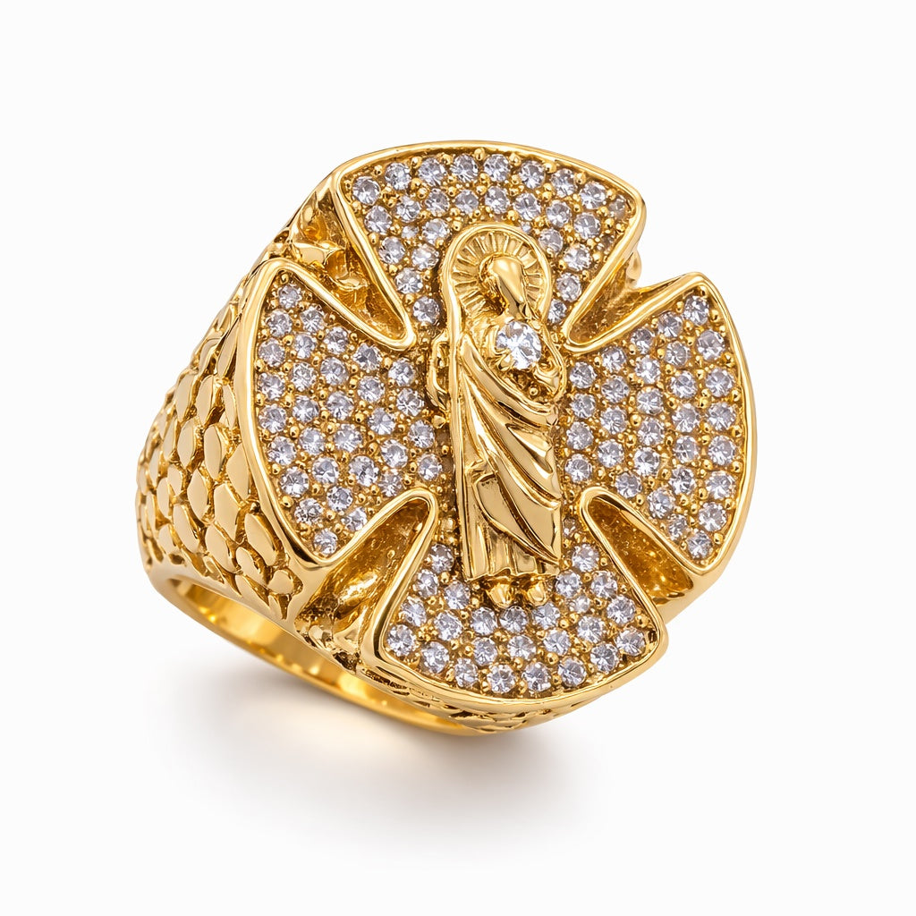 14K CZ BACKGROUND SAN JUDAS RING – 12 – JY Jewelry Wholesale