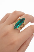 10K NET BACKGRAIND GREEN ALMOND STONE RING – 7 – JY Jewelry Wholesale