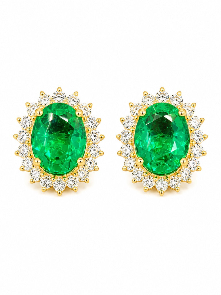 14K LAB GROWN DIAMOND STUD 3.34CT EMERALD EARRINGS – M D-0.56CT – JY Jewelry Wholesale