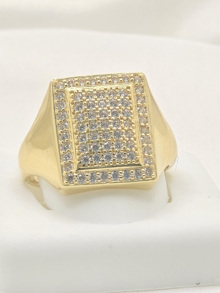 14K YG ELEGANT SQUARE CZ DESIGN RINGSize 11 – JY Jewelry Wholesale