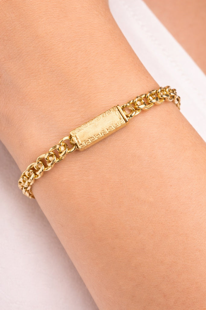 10K GREEK DESIGN SOLID CHINO BRACELET – 6MM 7.25" – JY Jewelry Wholesale