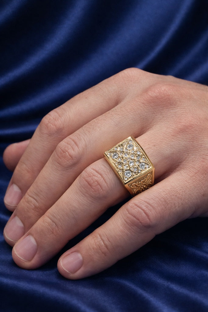 10K SMALL SQUARE ROSETTA MAN'S RING – 12-13 – JY Jewelry Wholesale