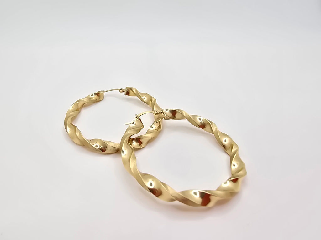 10K ROPE DESIGN TWISTED HOOPS EARRINGS – 4.5MM – JY Jewelry Wholesale